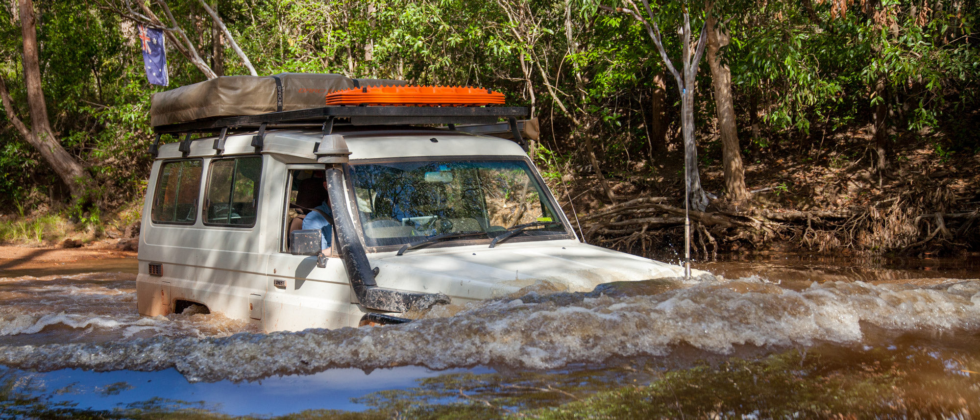Front Runner Slimline II Roof Rack on Land Cruiser Troop Carrier in Cape York Telegraph Track