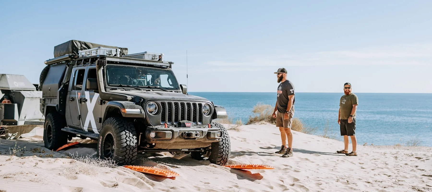 MAXTRAX MKII recovery boards on beach with XOverland