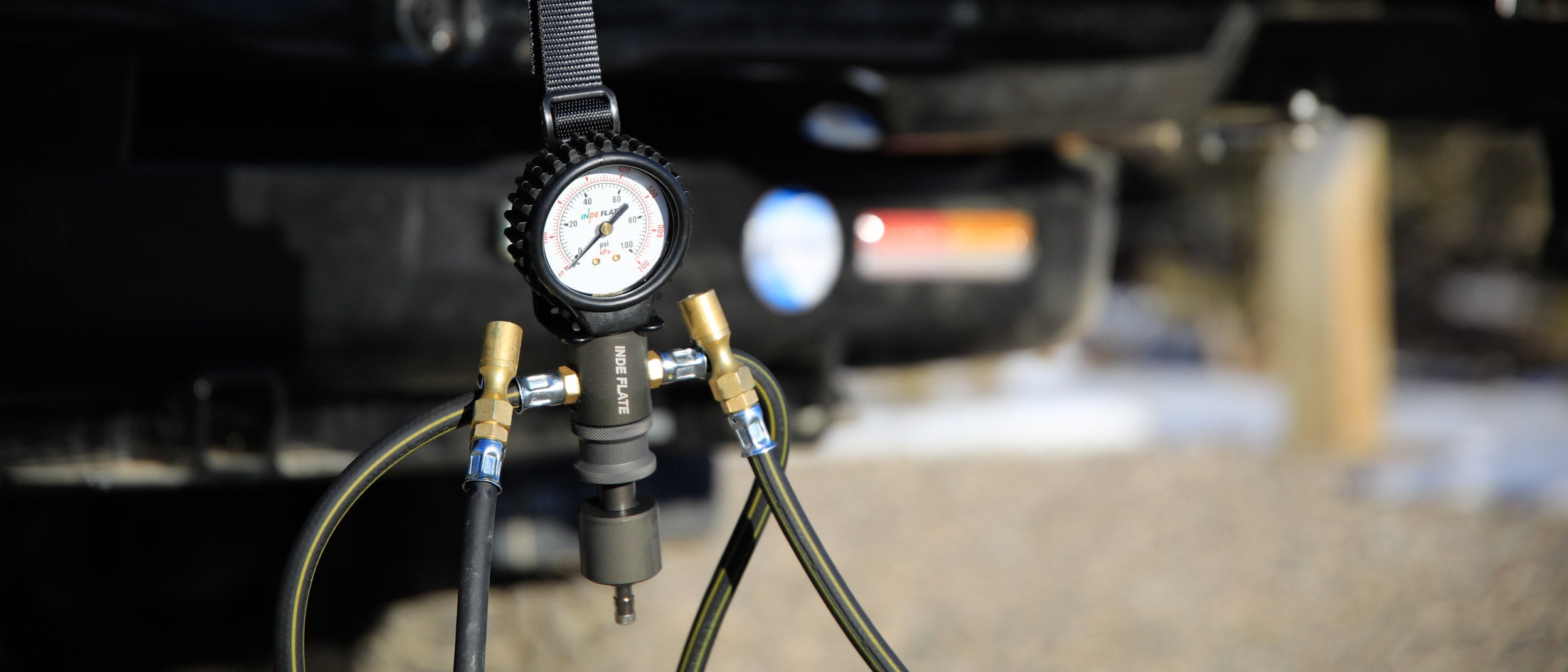 Indeflate multi-tire inflation and deflation system with two- and four-tire options, available with analog or digital gauges.