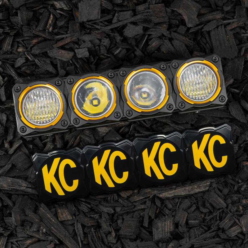 KC HiLiTES FLEX ERA 10in Light Bar Cover - Black (Cover Only), shown with included parts