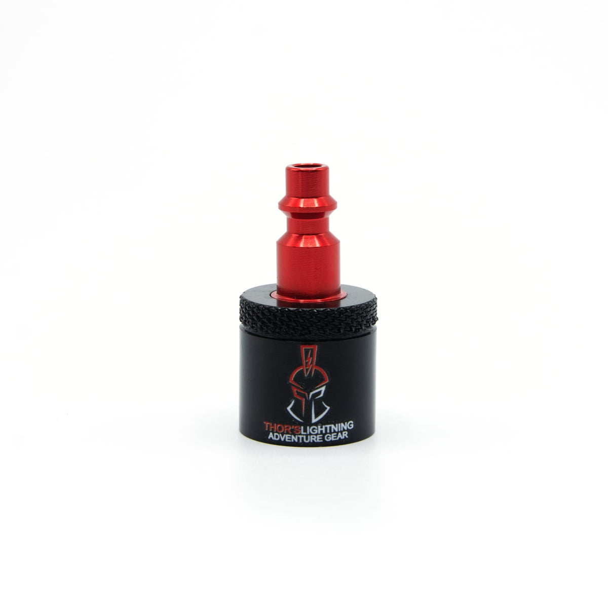 The Marine Inflatable Adapter kit: six black valve attachments and one hose adapter with red I/M fitting, on white background