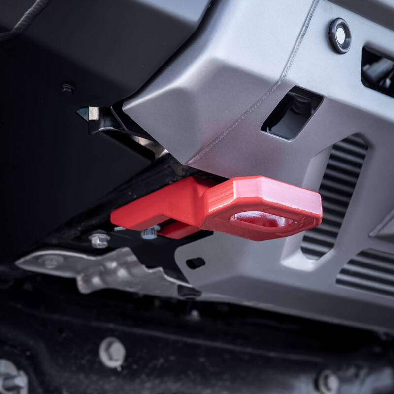 ARB red powder-coat rated recovery point for 2021-2023 Ford F-150, driver LHS