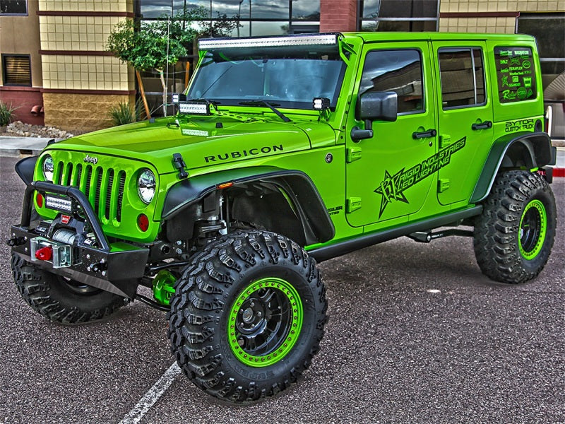 Jeep Wrangler JK with Rigid pod lights mounted on A-pillar brackets