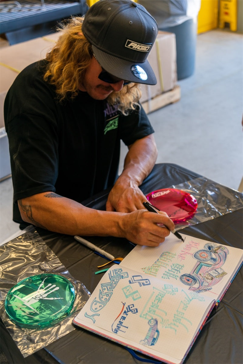 Close-up of Rigid SHREDDY 360-Series pod covers detailing the artist graphics