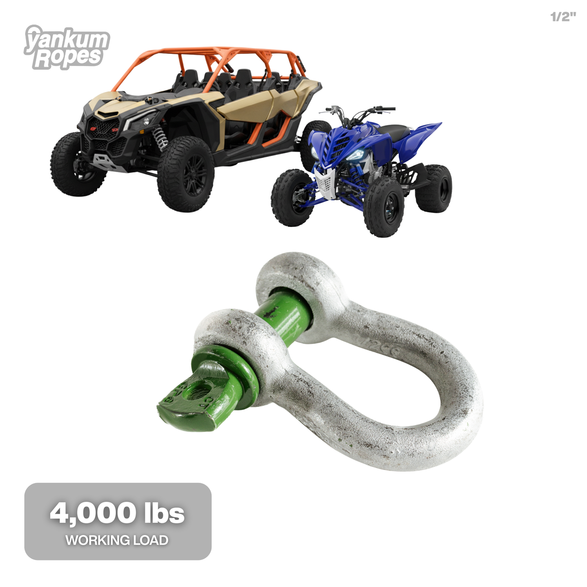 1/2" Green Pin Bow Shackle