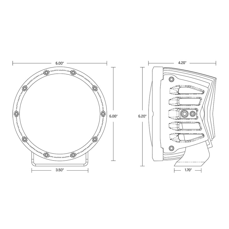 Rigid Tundra A-Pillar kit shown installed with 6-inch 360-Series pods