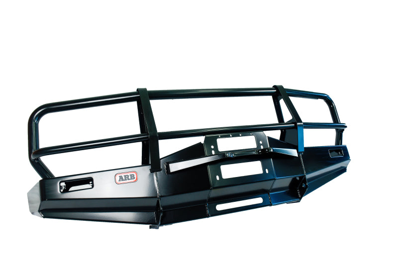 ARB Deluxe winch bumper for Toyota Land Cruiser 80 Series and Lexus LX450 — installed angled view