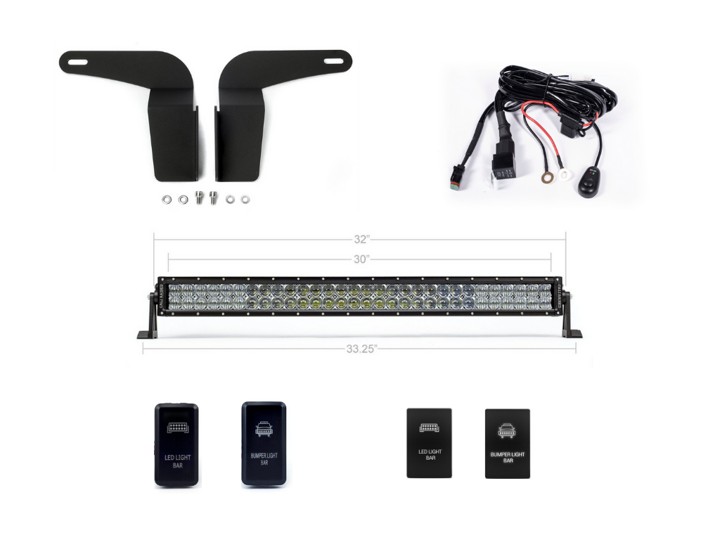 32" Lower Bumper Flush LED Light Bar Brackets Kit For 2005-2015 Toyota Tacoma