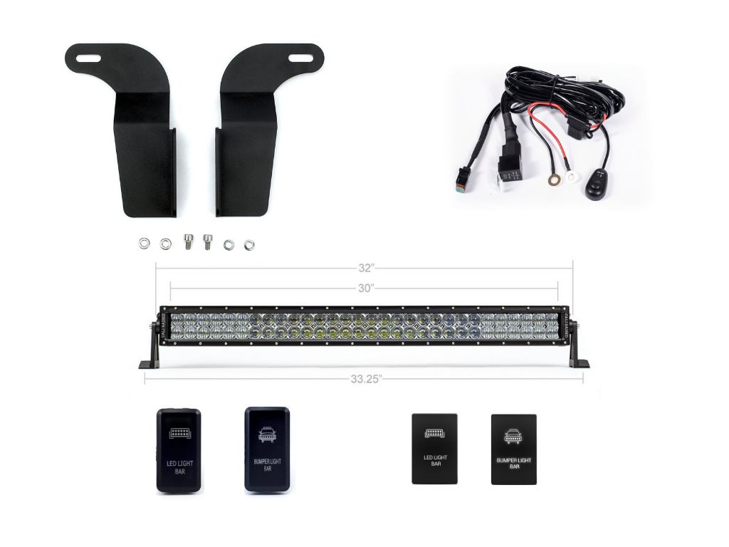 32" Lower Bumper Hidden LED Light Bar Brackets Kit For 2005-2015 Toyota Tacoma