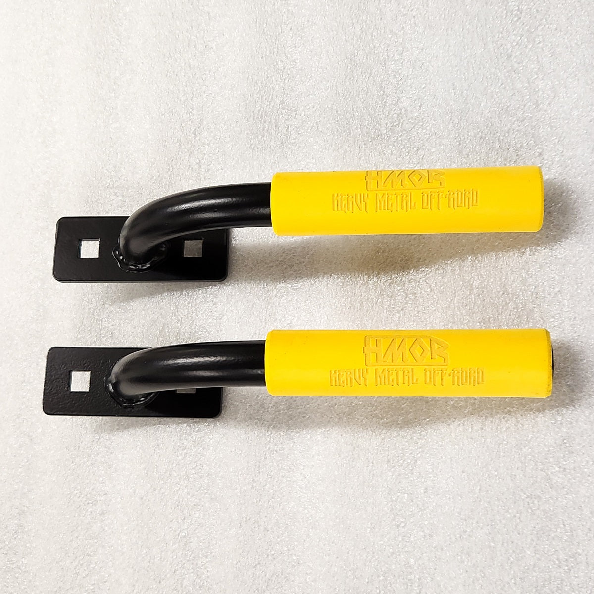 Pair of HMOR ROCK-IT grab bars with yellow grips