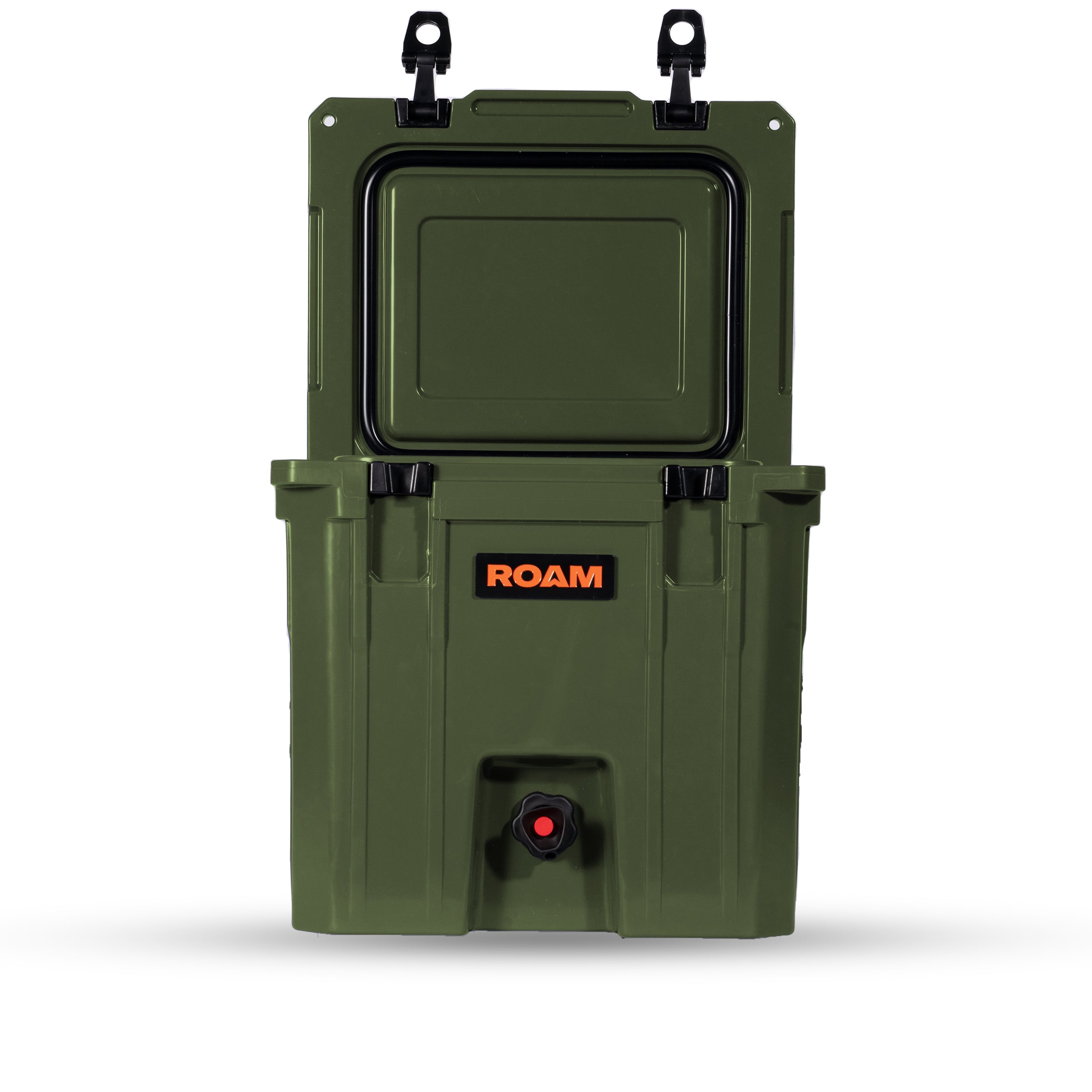 ROAM 20QT Rugged Drink Tank in OD Green, lid open