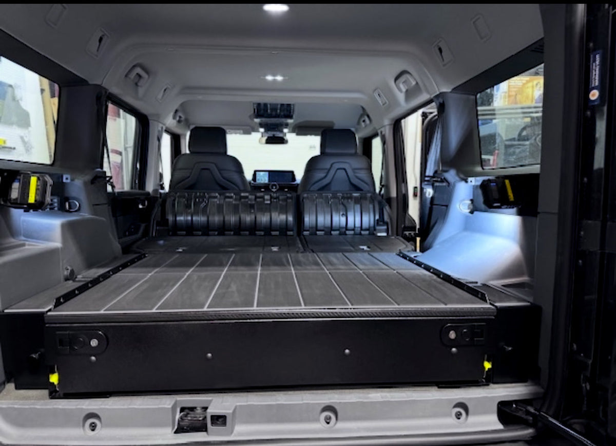 Grenadier drawer system and full-width deck, interior lights on