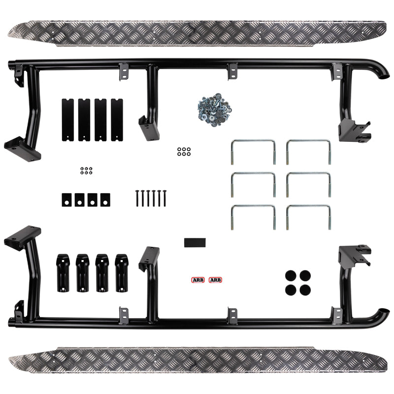 ARB Deluxe rear side rails for Land Cruiser 100 Series — angled studio view