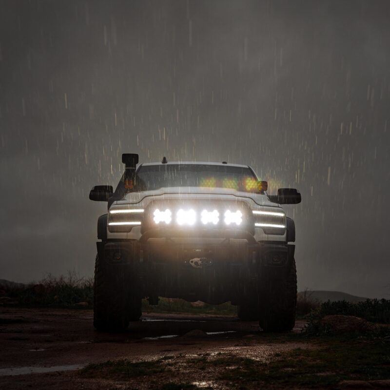 KC HiLiTES SlimLite 8in LED Light Shield SAE Driving - Clear (Shield Only), close-up
