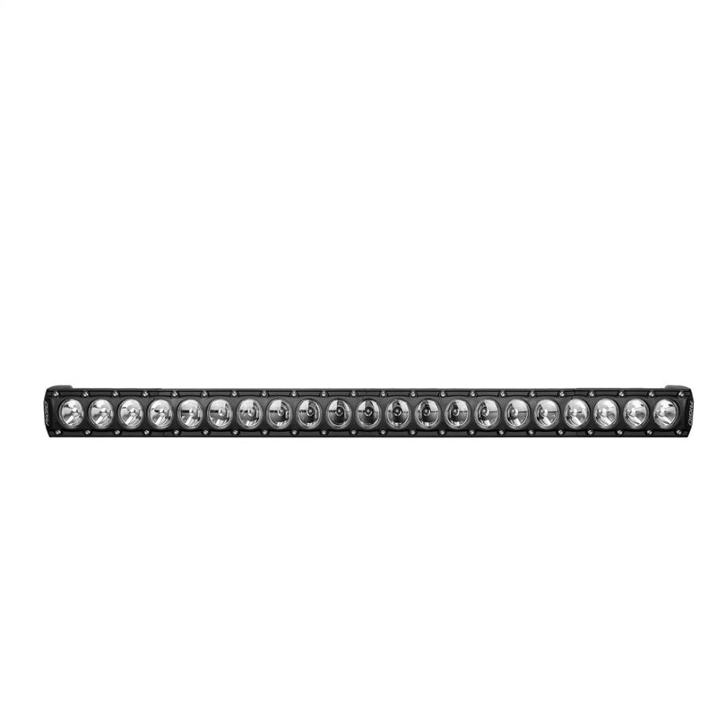 Rigid Industries Revolve 30in LED light bar with amber auxiliary trim ring, front view