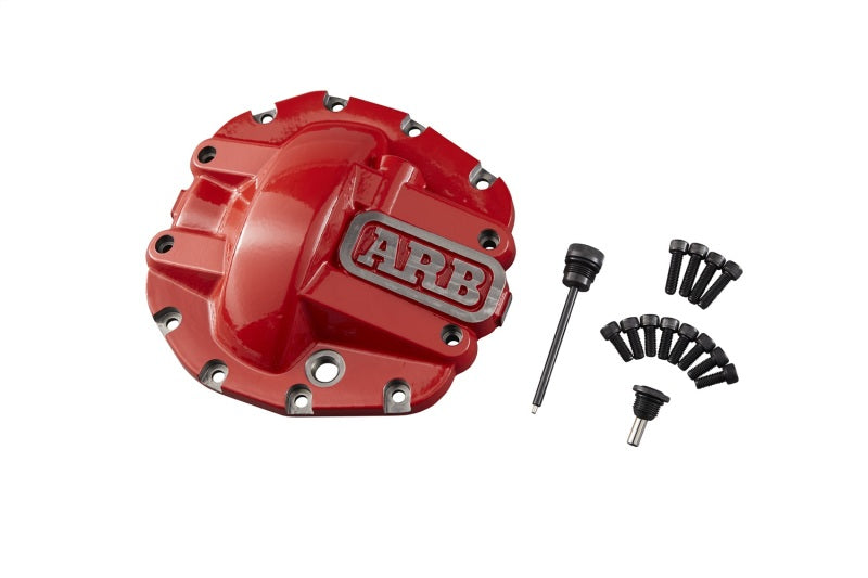 ARB nodular-iron differential cover in red, front face view