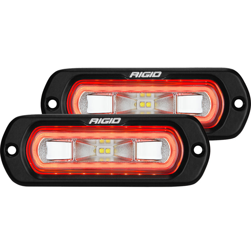 Rigid Industries SR-L Series flush-mount LED spreader light with red halo backlight