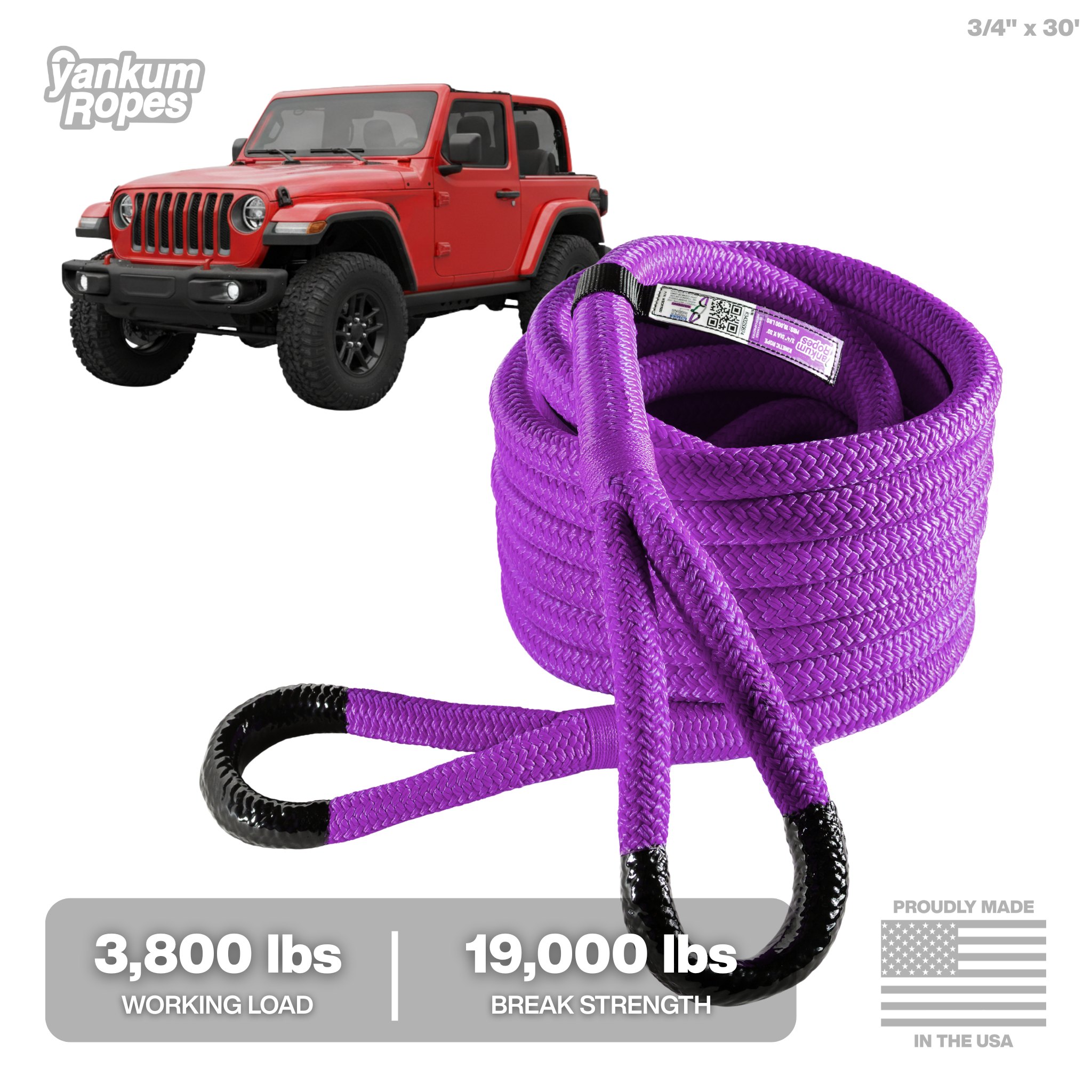 3/4" Kinetic Recovery Rope "Rubber Boa"