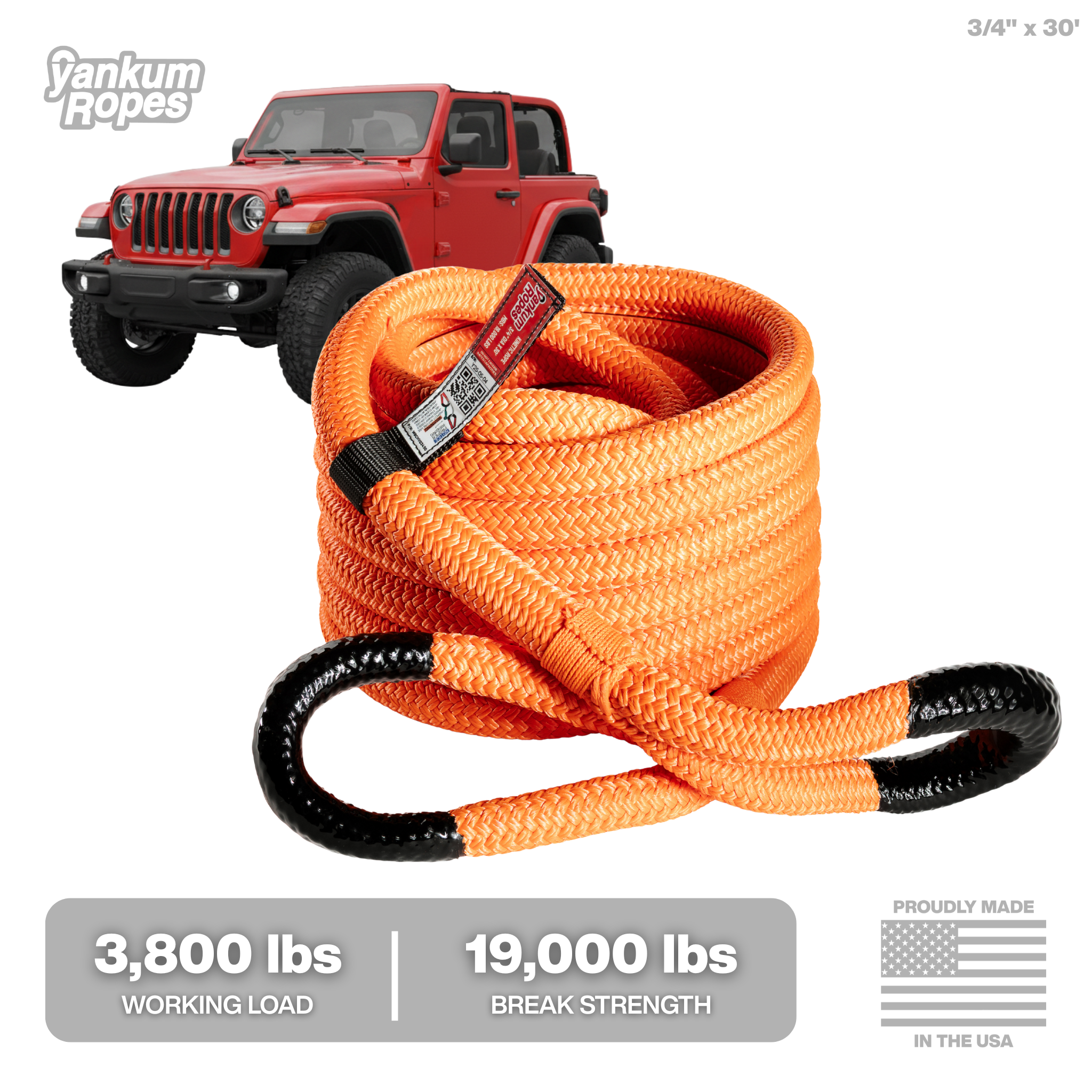 3/4" Kinetic Recovery Rope "Rubber Boa"