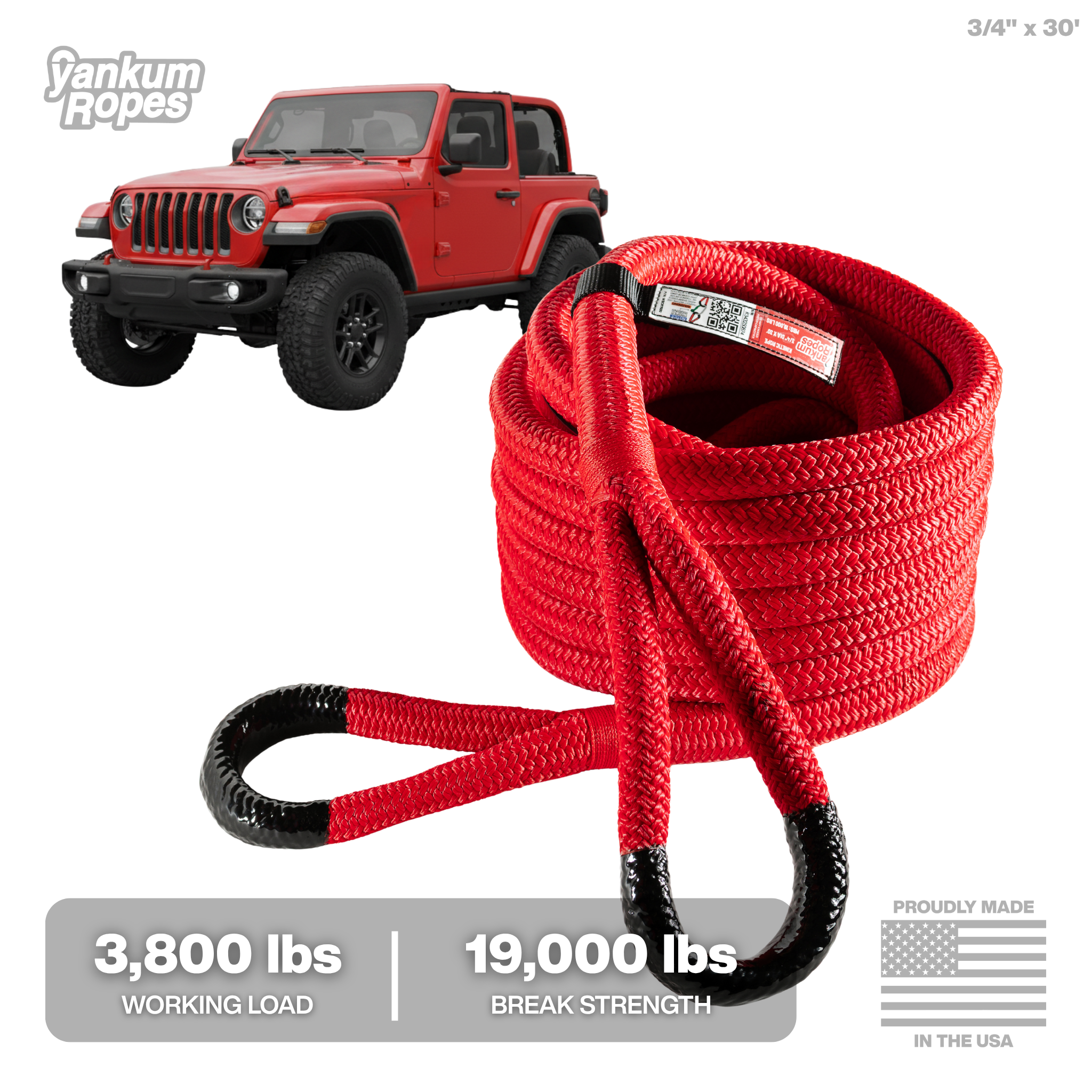 3/4" Kinetic Recovery Rope "Rubber Boa"