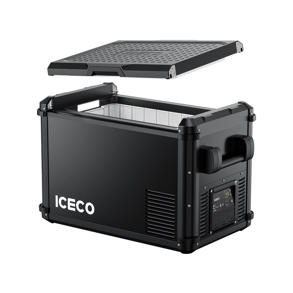 ICECO VL45ProS portable freezer with the lid lifted off