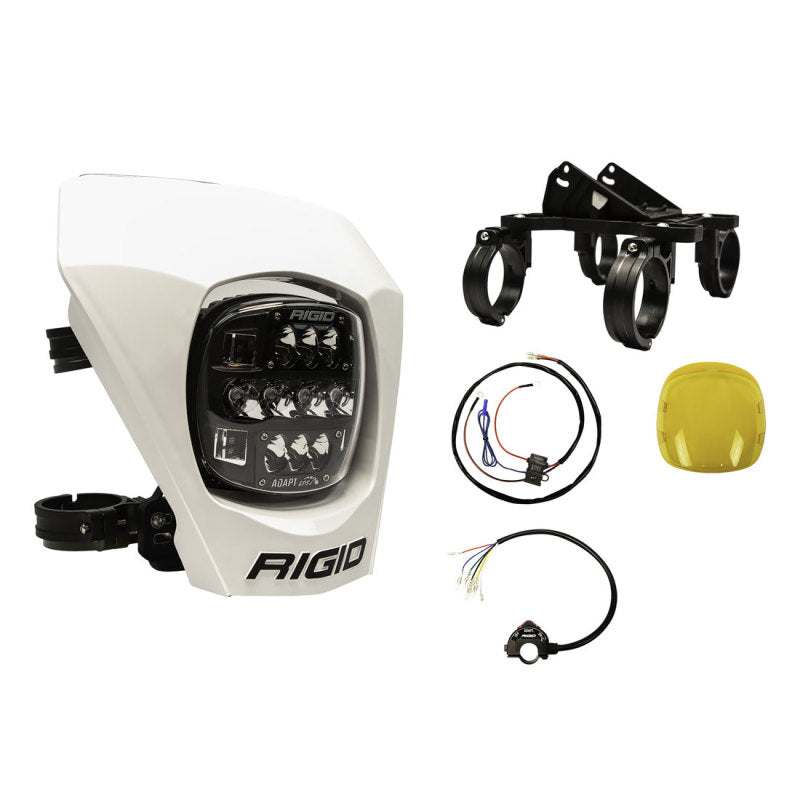 Rigid Industries Adapt XE adaptive LED motorcycle light with white number plate