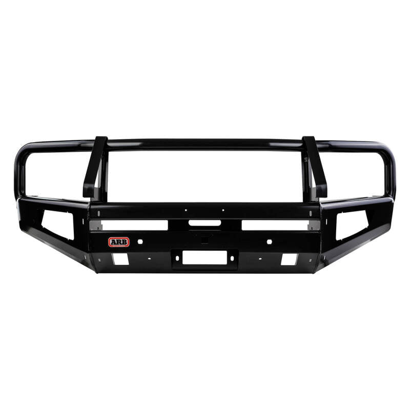 ARB Deluxe bull bar fitted to a Nissan Patrol Y62, front three-quarter view
