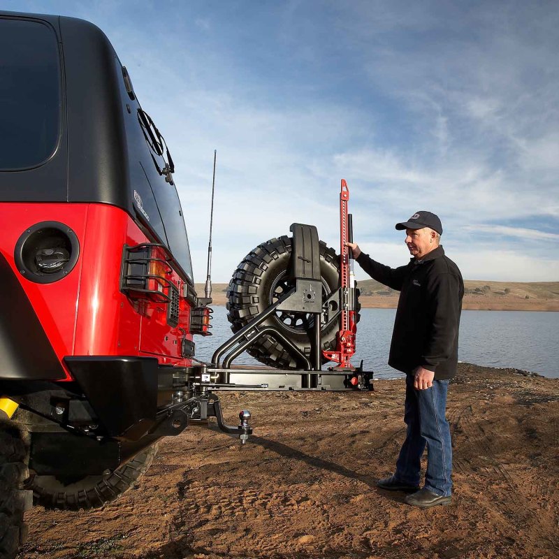 ARB Hi-Lift jack bracket mounted on tire carrier
