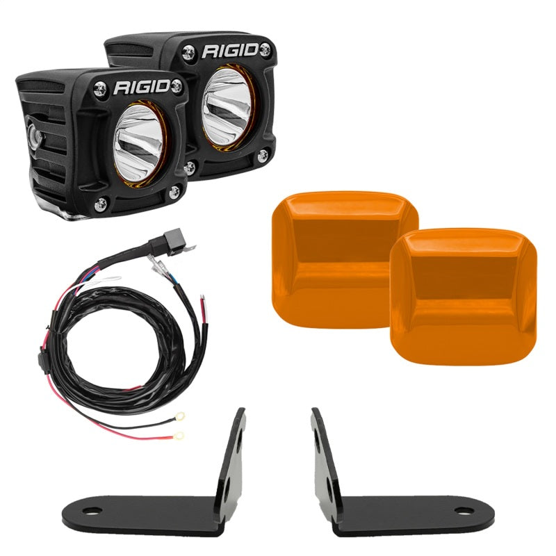 Rigid Revolve LED pod pair with stainless A-pillar brackets for Polaris RZR