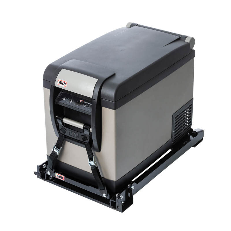 ARB fridge slide multi-position lock latch close-up