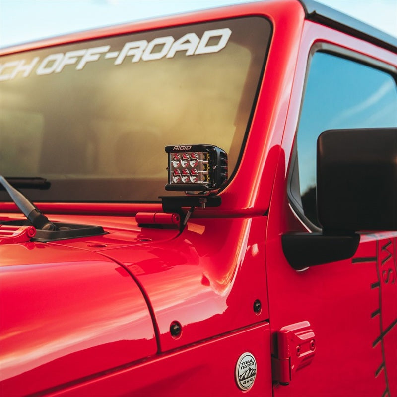 RIGID A-Pillar light mounts shown with included hardware for Jeep Wrangler JL