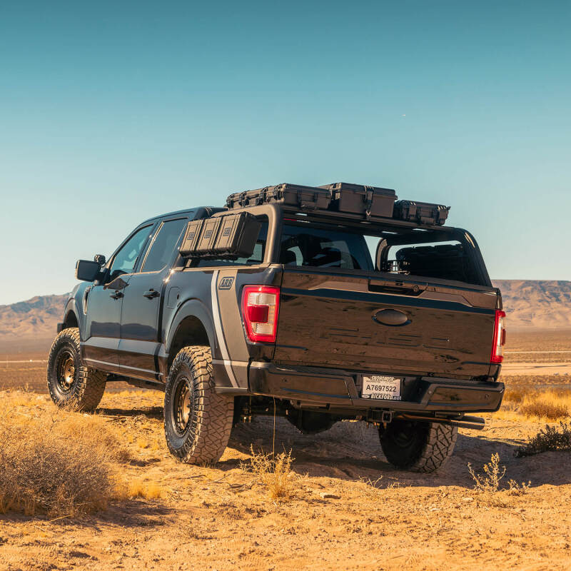 ARB aluminum bed rack installed on a 2021-2023 Ford F-150 5.5 ft short bed