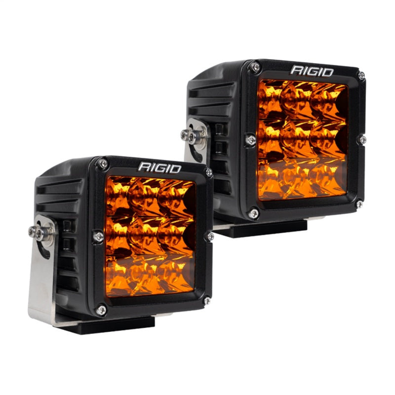 Rigid D-XL PRO amber spot LED light front view showing the polycarbonate amber lens