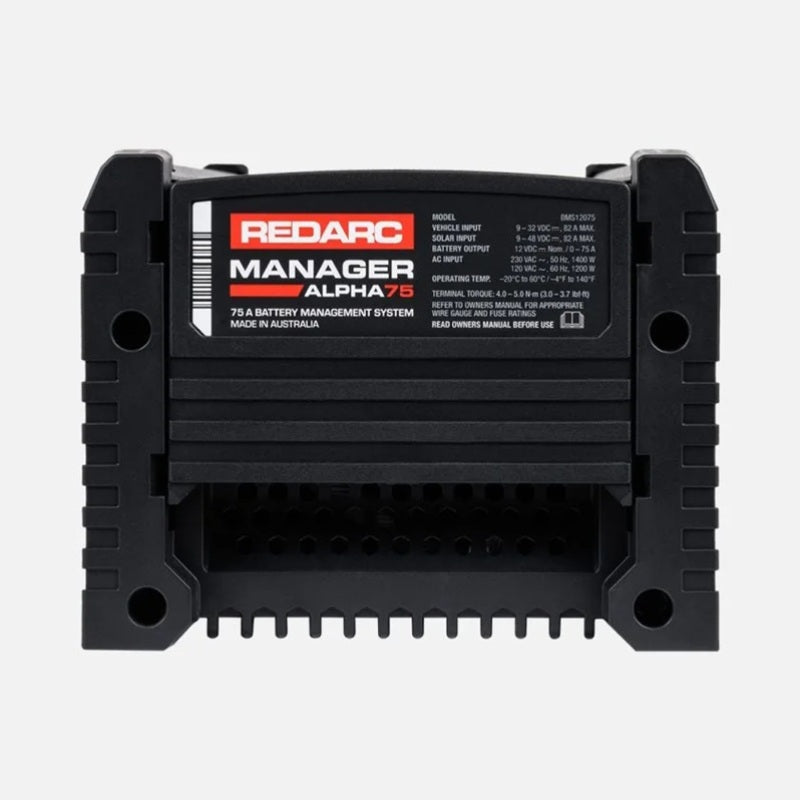 REDARC Manager Alpha75 12V 75A Battery Management System with RedVision, mounted view