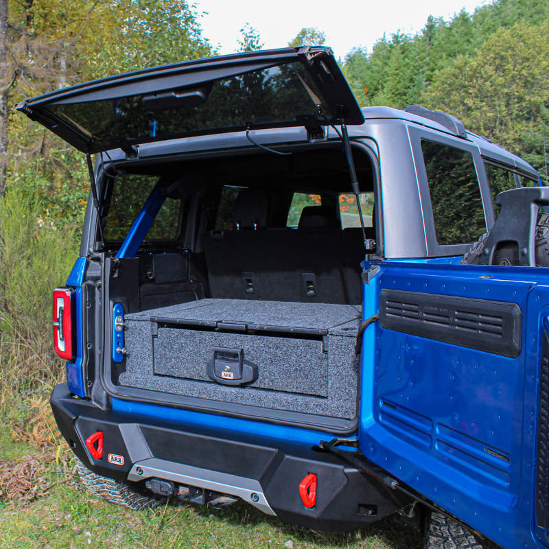 ARB Bronco roller drawer fit kit components laid out