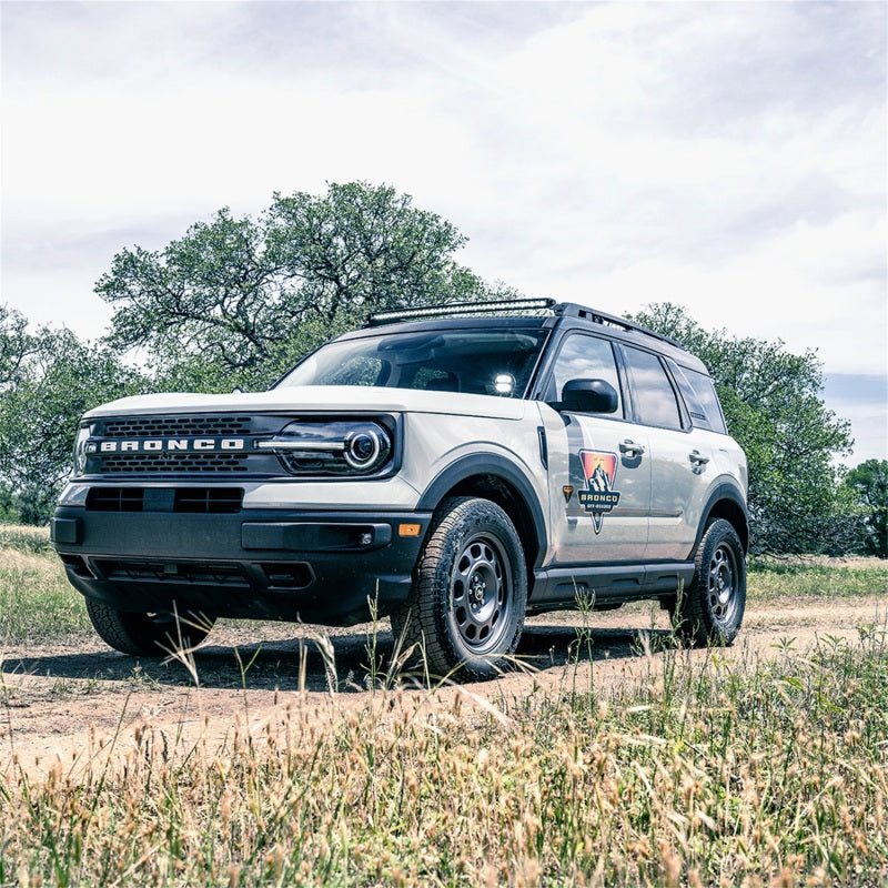 Detail of Rigid stainless steel roof light bar mount hardware for the Bronco Sport