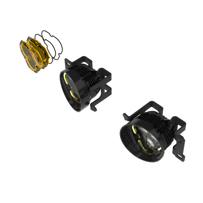 KC HiLiTES FLEX ERA 3 Dual Mode SAE Fog Light Master Kit - 2-Light for Toyota Tacoma/4Runner/Tundra, mounted view