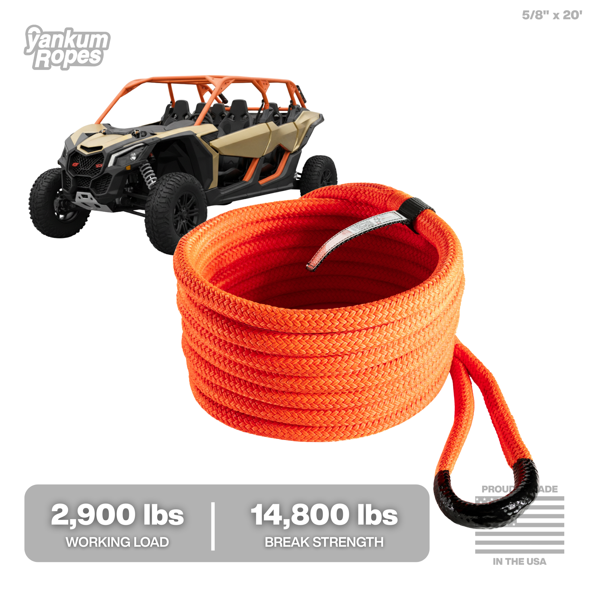 Hi-Vis Kinetic Recovery Rope