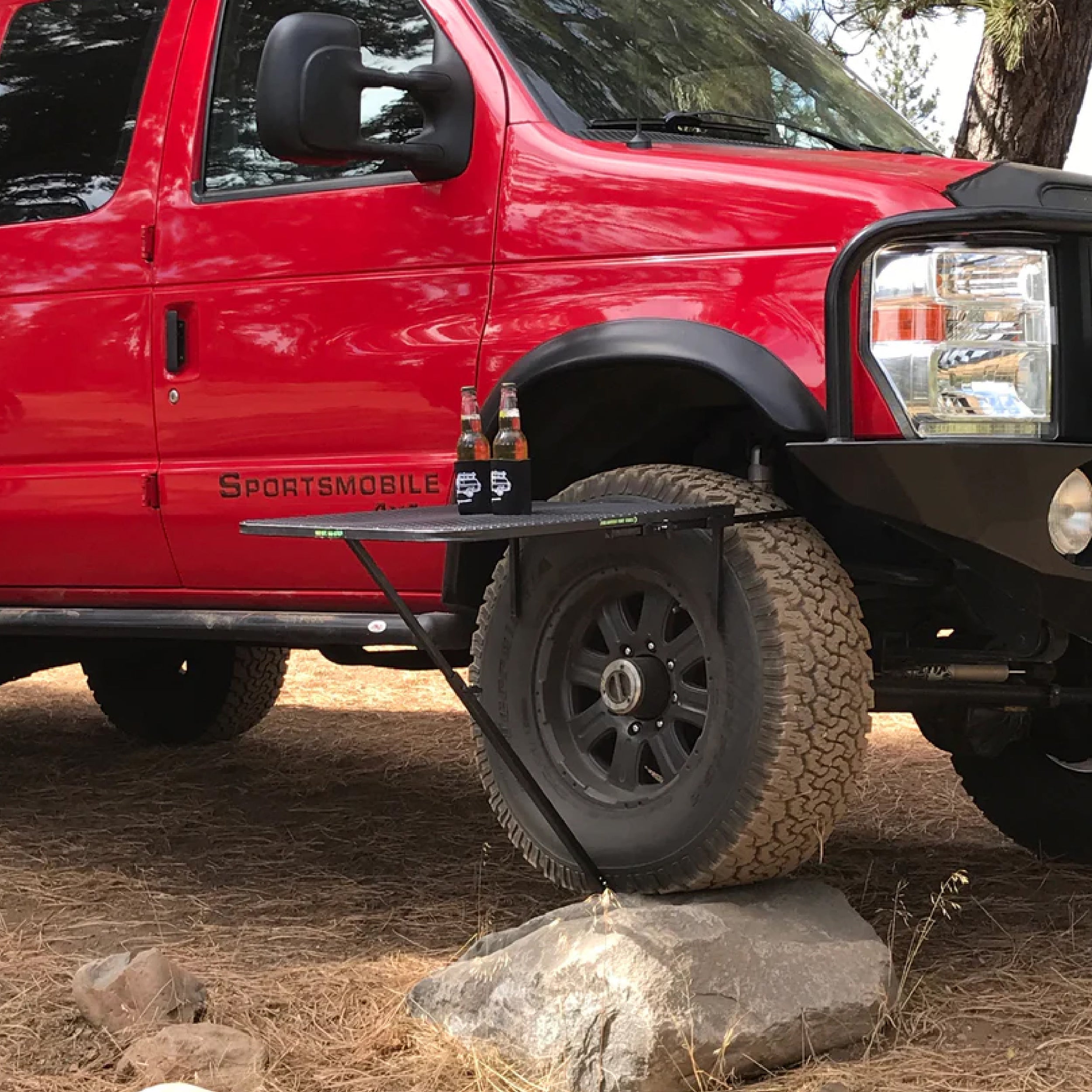 Large Aluminum Camping Table Large Aluminum Tail Gater Tire Table- Overland Kitted