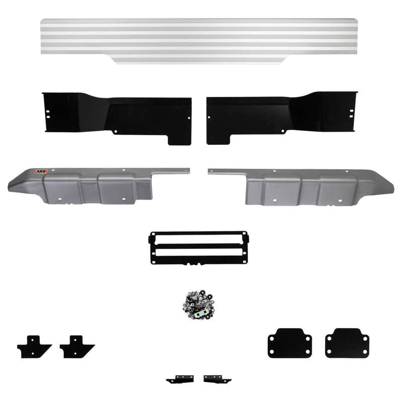 ARB Summit Raw Rear Bumper (Suits OE Tow Bar) — 2015+ Toyota Hilux — mounting hardware and brackets