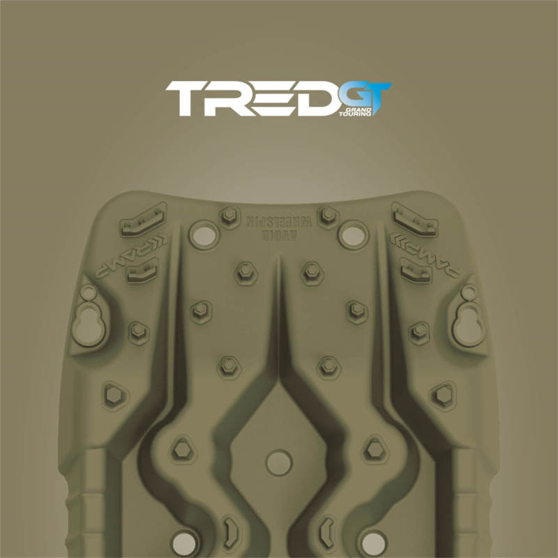TRED GT recovery board under a vehicle tire during off-road recovery — Military Green