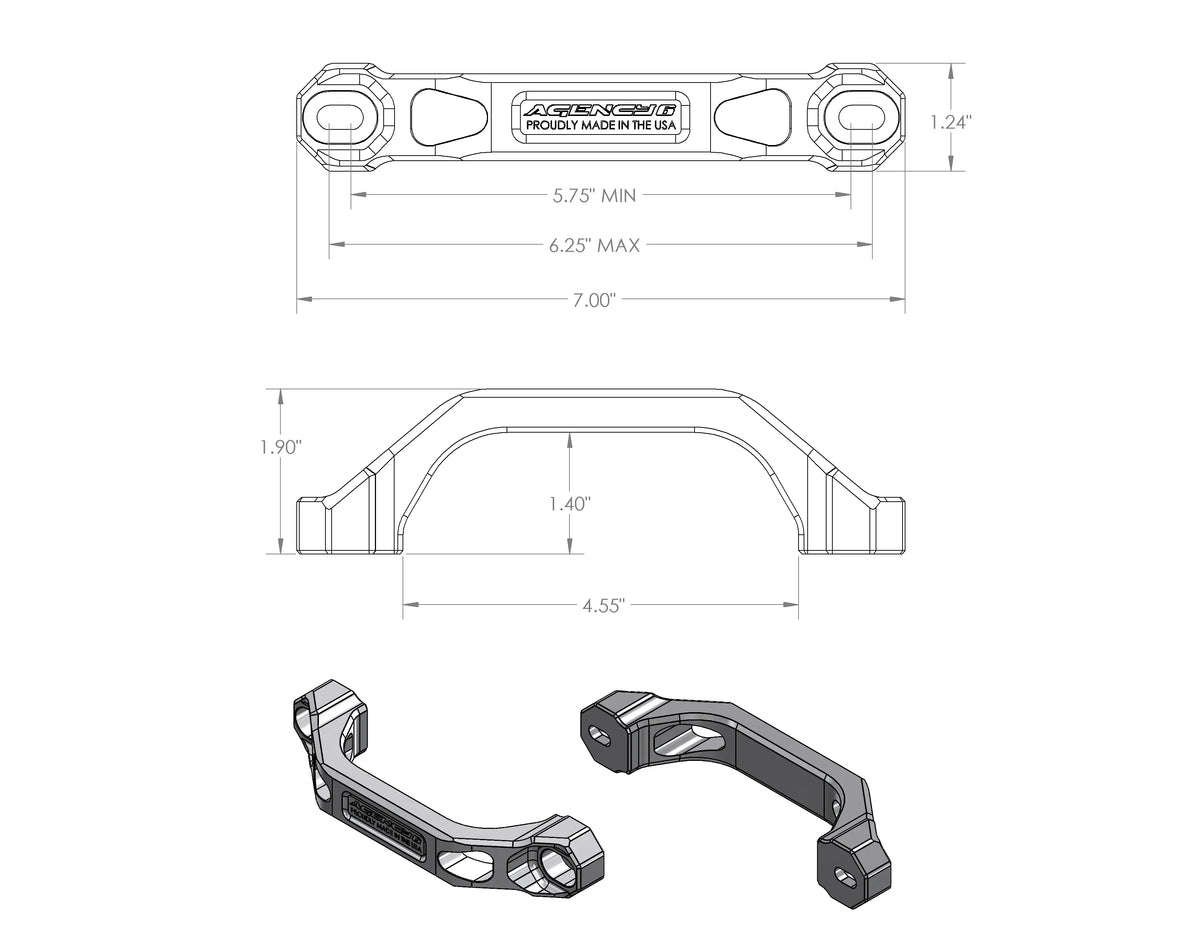 Agency 6 6" Billet Grab Handles - Pair