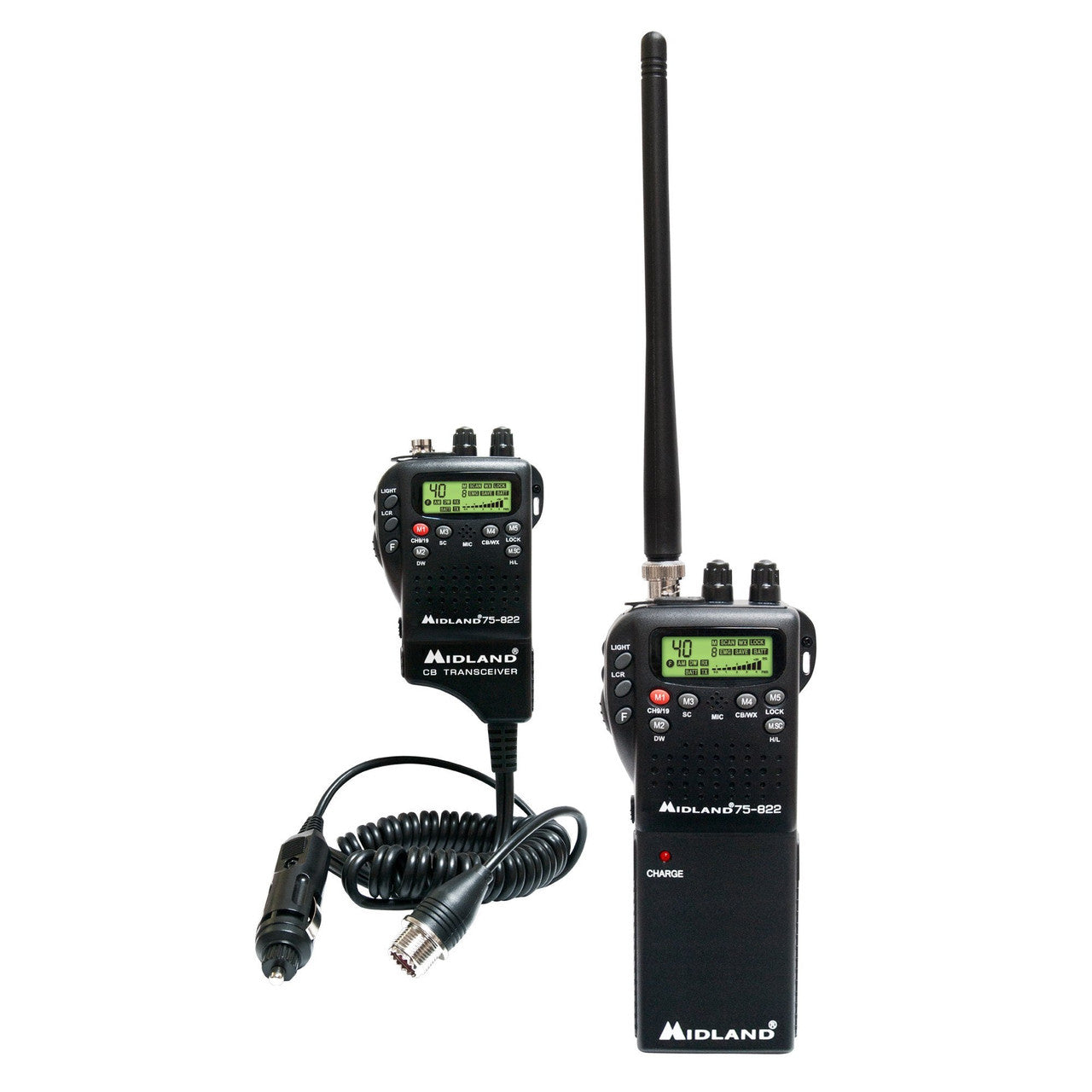 Midland 75-822 2-in-1 handheld and mobile CB radio, view 1