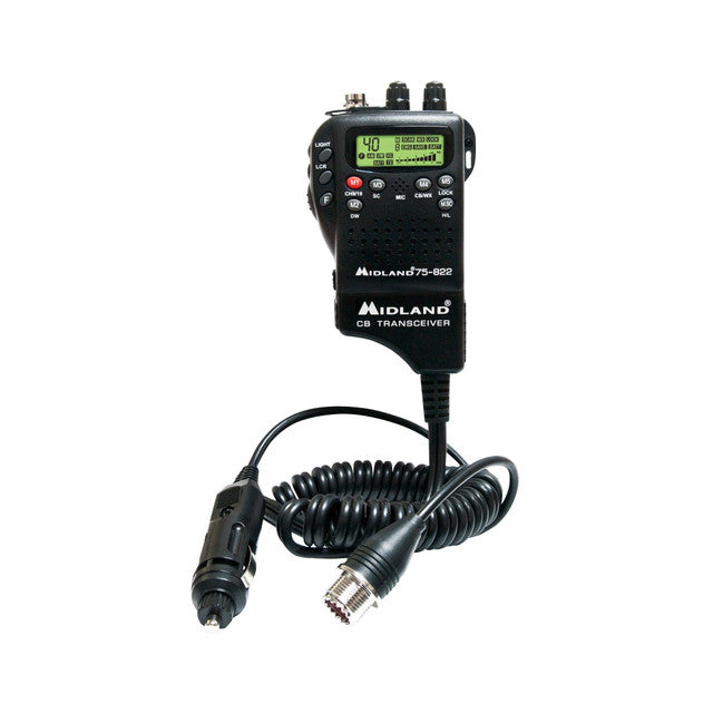 Midland 75-822 2-in-1 handheld and mobile CB radio, in use