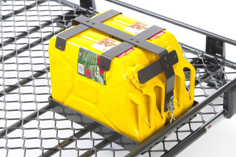 ARB double jerry can holder installed side view