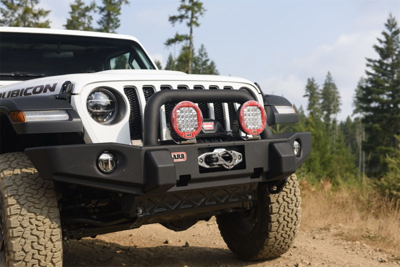 ARB Wrangler JL & Gladiator textured bull bar — front three-quarter view