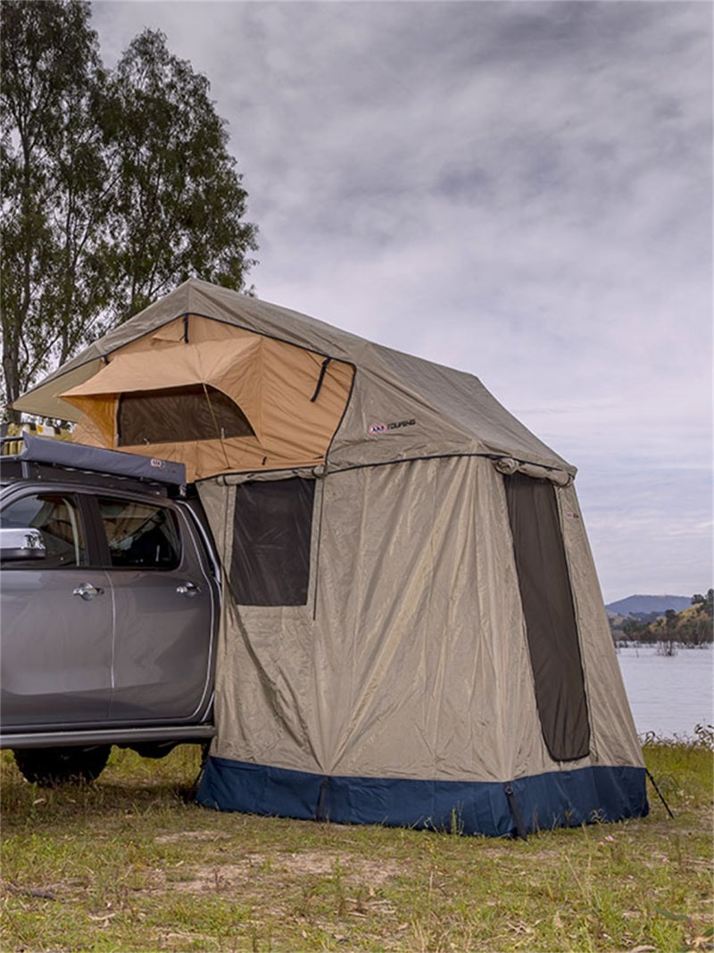 ARB Simpson rooftop tent and annex combo set up on a vehicle