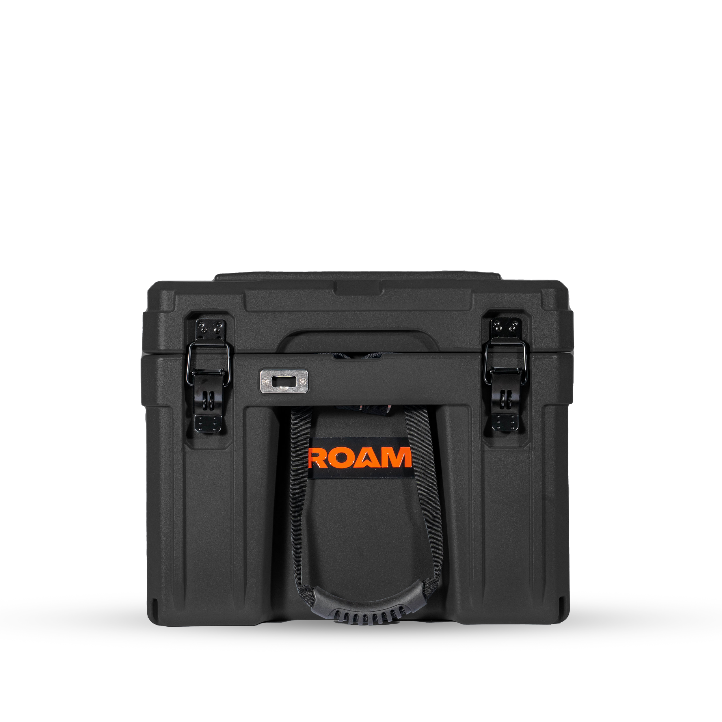 86L Rugged Case front view in black with steel lockable latches