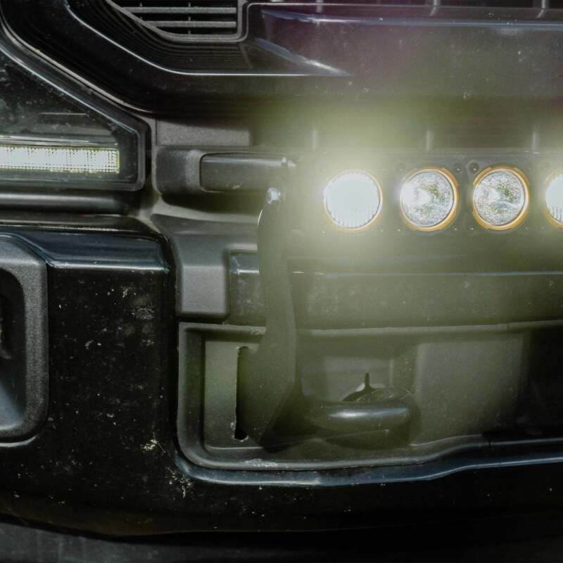 KC HiLiTES Front Bumper Mount for 40in FLEX ERA LED Light Bar, Ford Super Duty 2011-2016, shown with included parts