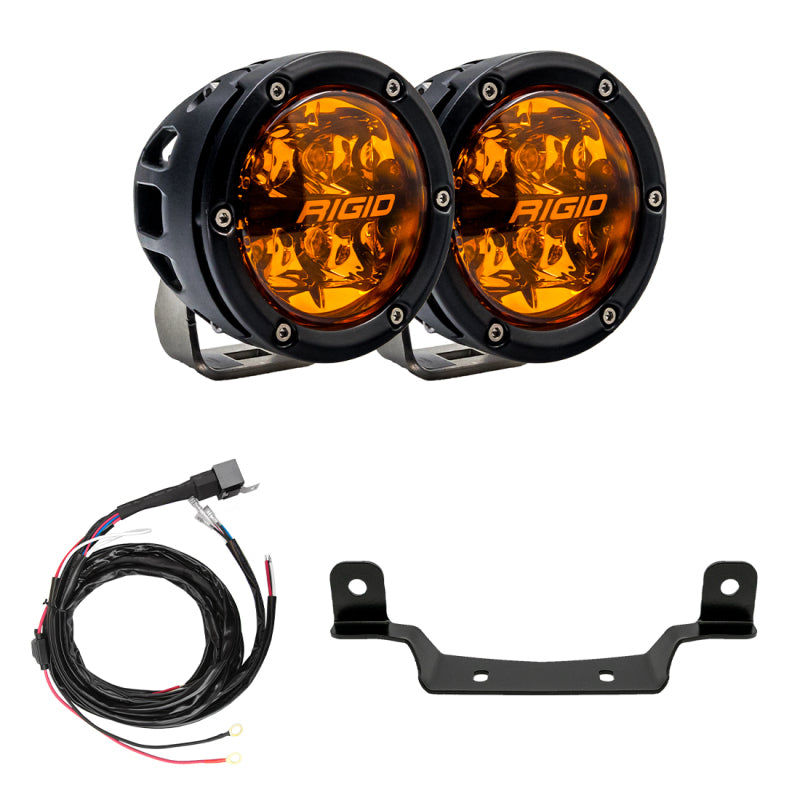 Rigid 360-Series amber PRO grille kit brackets and hardware for Polaris RZR